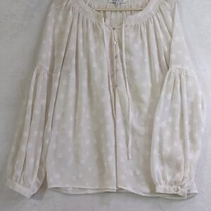 Rose & Olive Star Pattern Blouse in Cream See Through, Whimsy
